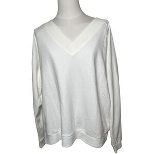 Classic‎ White V-Neck Pullover Sweatshirt Universal Thread Women XXL
